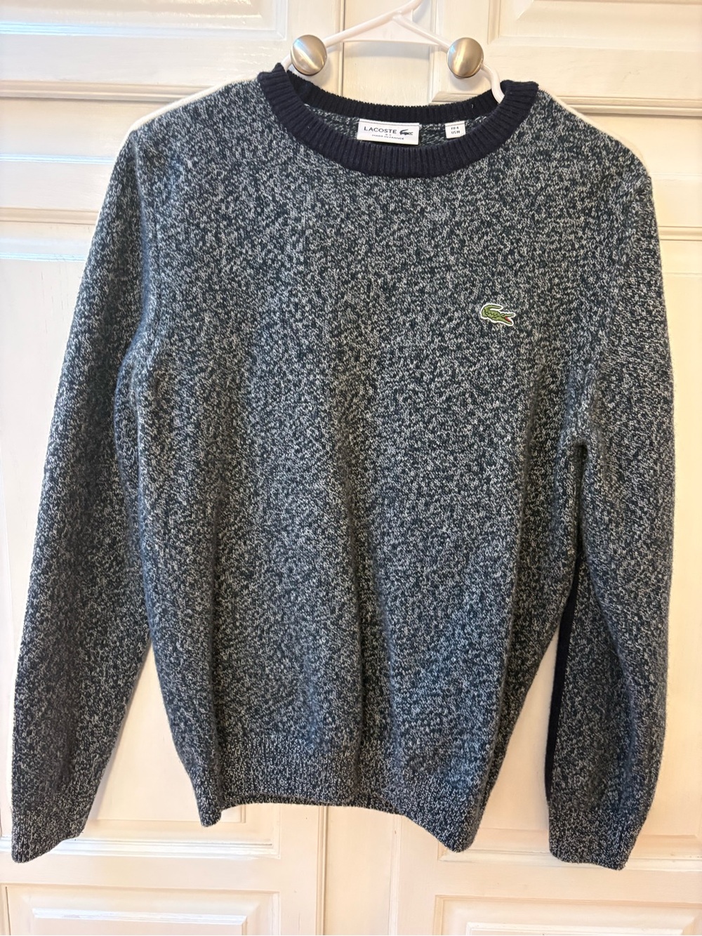 Lacoste Men's Marled Navy-Gray Crewneck Sweater
